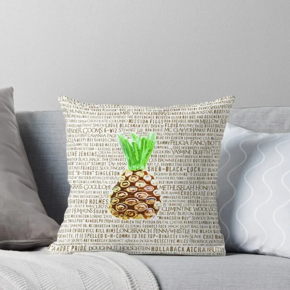 Psych Burton Guster Nicknames - Television Show Pineapple Room Decorative TV Pop Culture Humor Lime Neon Brown Throw Pillow