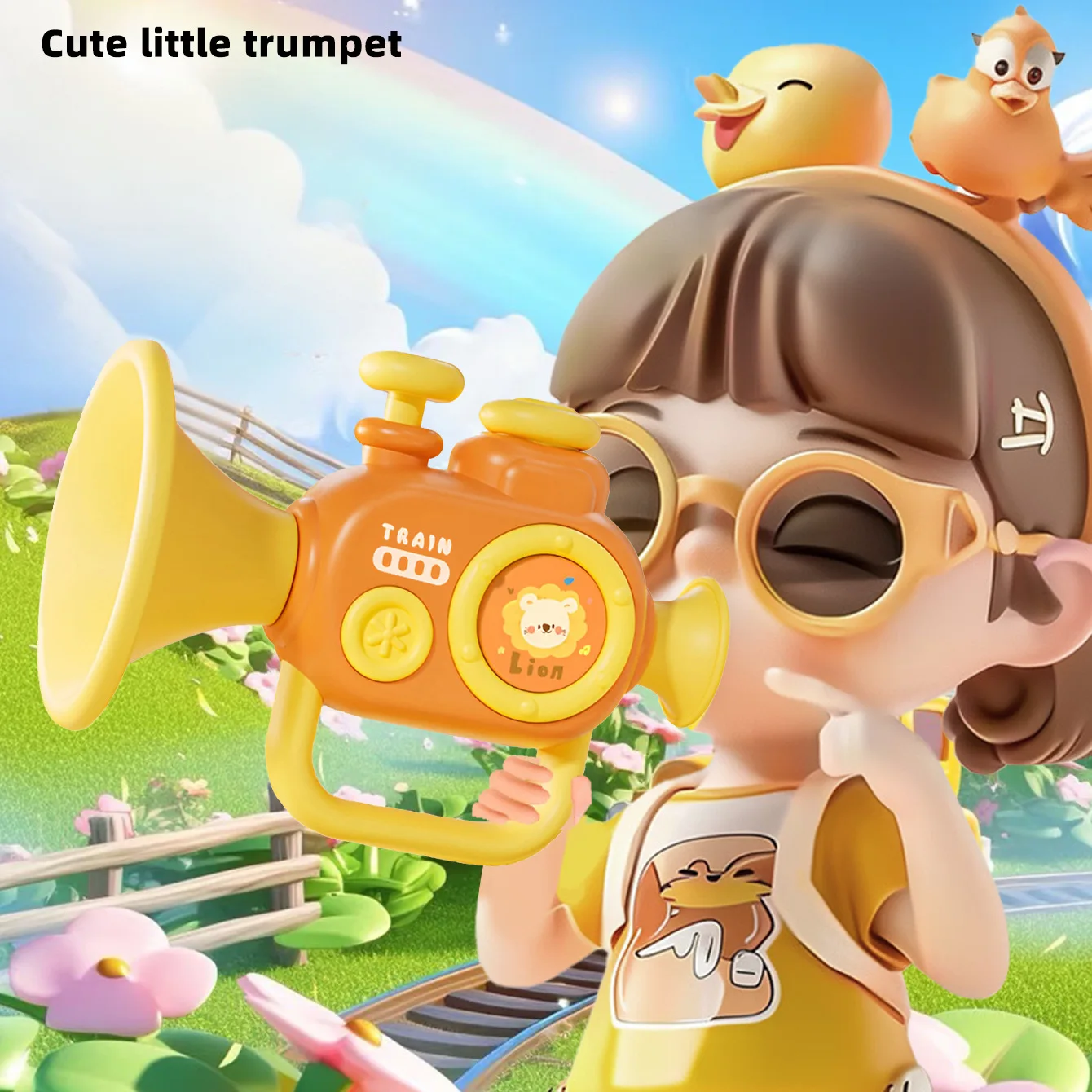 幼児用トランペット型おもちゃ 楽器 音楽 早期教育 赤ちゃんのおもちゃ タンバリン