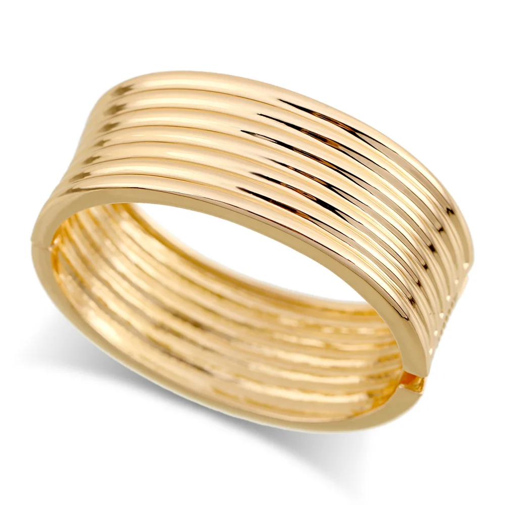 KMVEXO مبالغ فيها السلس غير النظامية واسعة الربيع أساور للنساء الهيب هوب الشرير المعادن هندسية الكفة سوار للنساء أساور #5