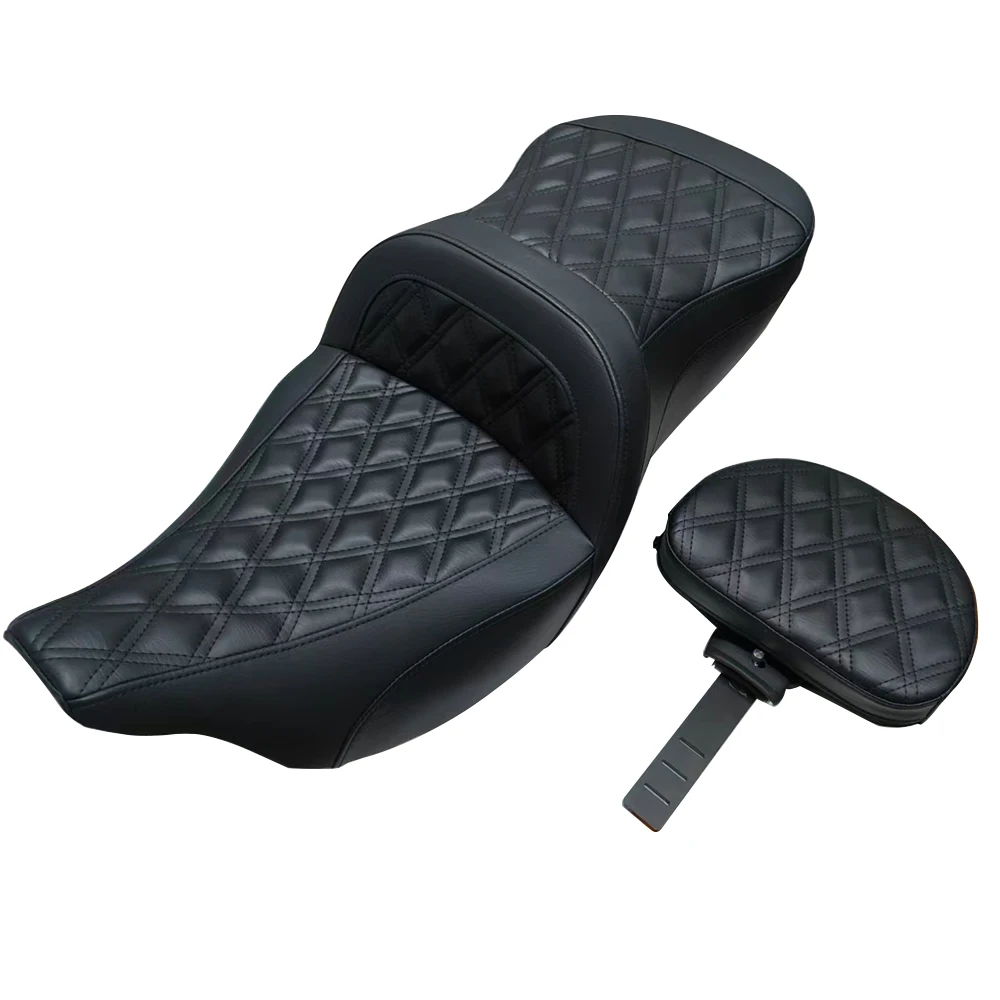 Motorcycle New Step Up Big Sofa Seat Dual Gel Inside Cushion With Adjustable Driver Backrest For Harley Touring 2008-2023