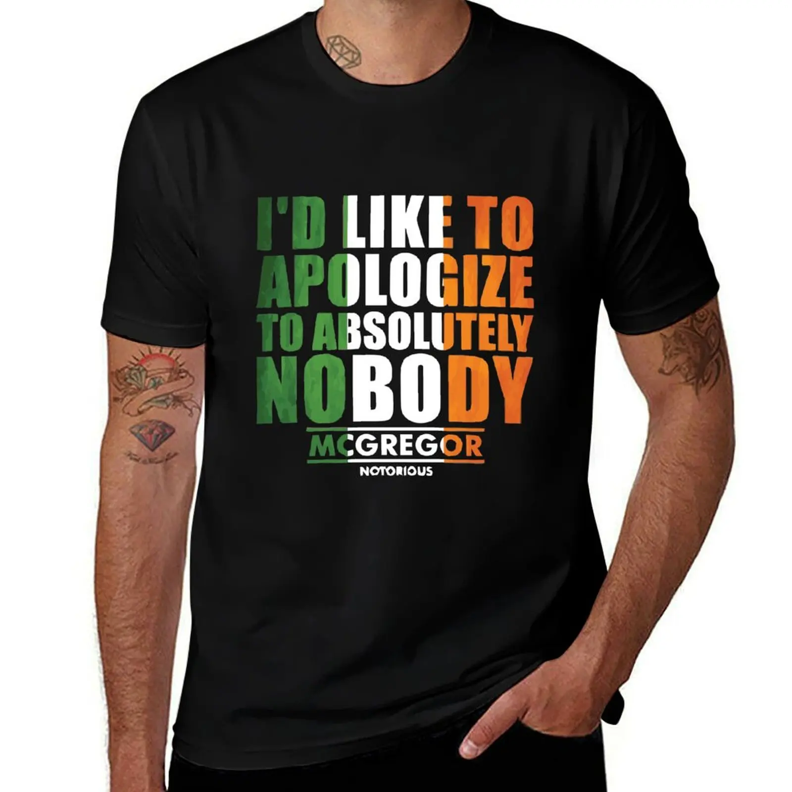 Conor McGregot Apolozige to Nobody T-Shirt Casual Work Wear T-Shirt