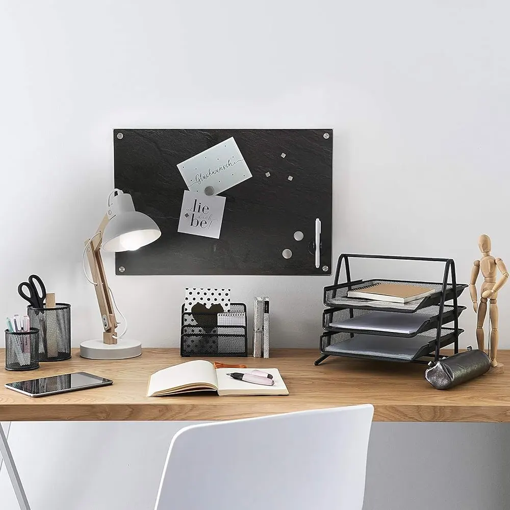 1PC metal mesh three-layer file rack, push-pull drawer storage rack, great for storing office desktops.