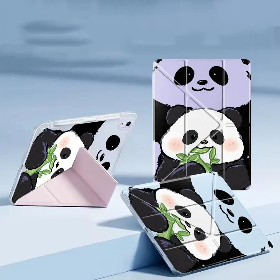 

Tablet Case For iPad Pro 2025 Air 4 5 M3 M2 M4 11inch Mini 6 7 Pro 11th 10th 9th 8th 12 Holder Cover Y-Fold Cartoon Cute Panda