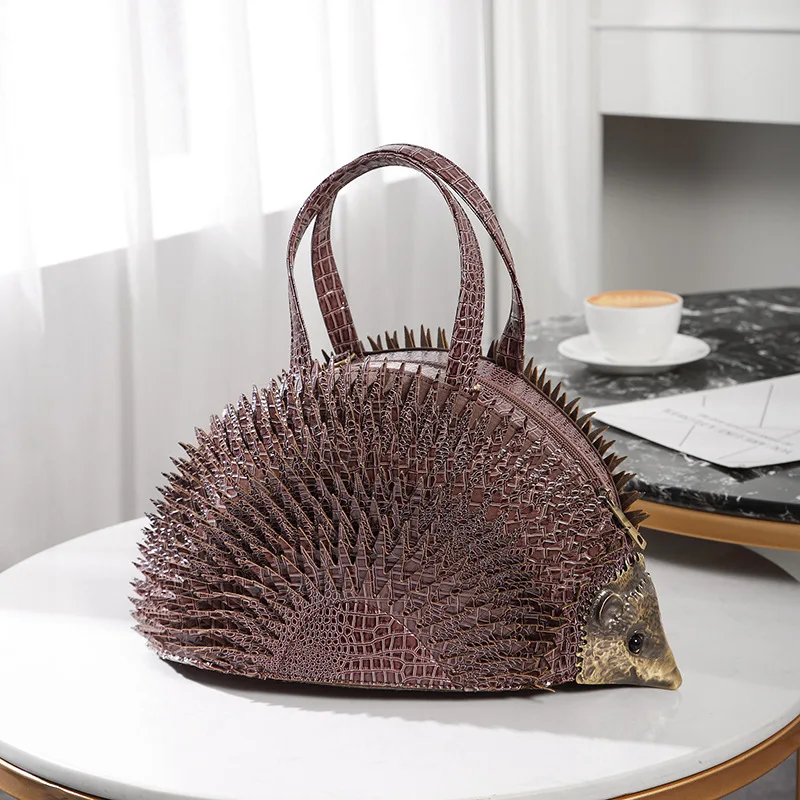 

Creative Hedgehog Appearance Design Crocodile Embossed Handbag Europe And The United States Fashion Trend Personalized Women Bag