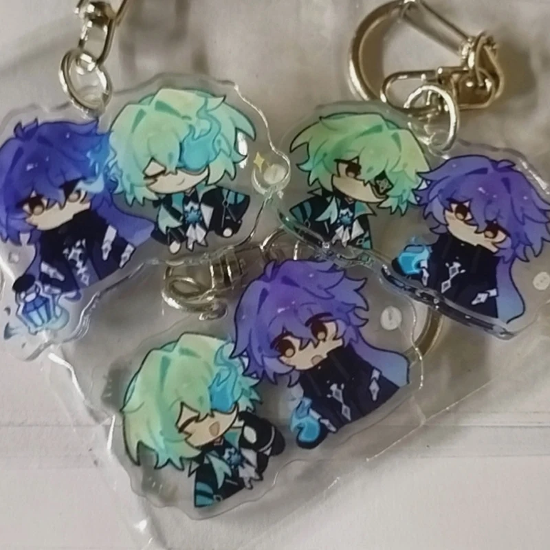 3Pieces Game  Key Chains Two-sided Keychain Anaxa Anaxagoras Kyryll Chudomirovich Flins Acrylic Pendant Keyring