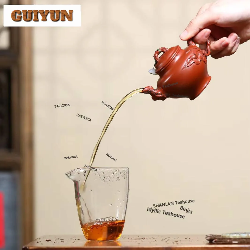 150ml Luxury Yixing Purple Clay Teapots Master Handmade Branch Vine Herald Spring Pot Raw Ore Zhu Mud Kettle Zisha Tea Set Craft