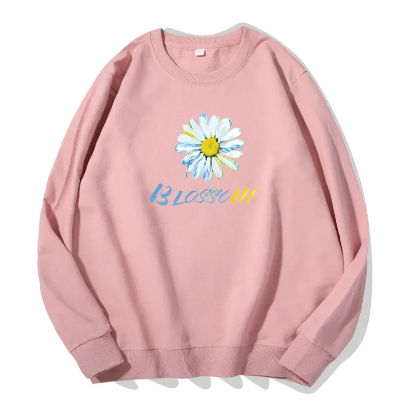 Spring Autumn New Women Clothes Fashion Hoodies Daisy Print Sweatshirt Girl Pure Cotton Pullover Comfortable Long Sleeve Tops