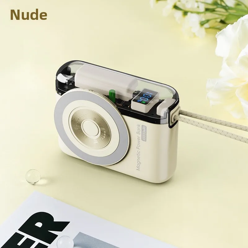 New 22.5W Comes with Dual-wire Power Bank 10000mAh Small Portable Fast Charging Large Capacity Digital Display Power Supply