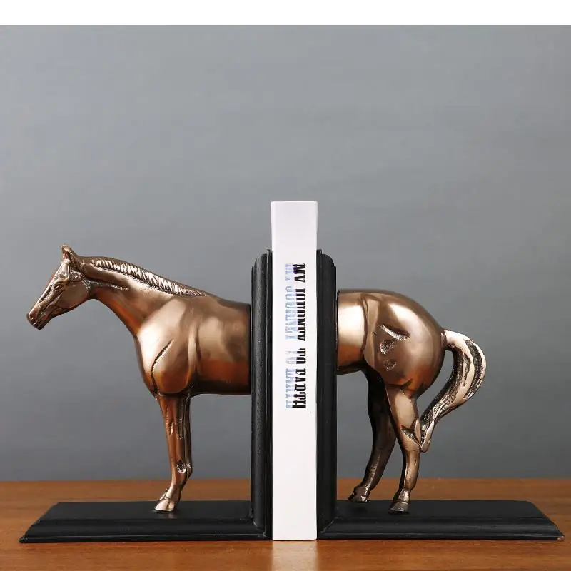 Imagem -04 - Metal Cavalo Ornamentos Cobre Bookend Office Desktop Estante Decoração Acessórios Mobiliário Decoração Artesanato Estátua Escultura