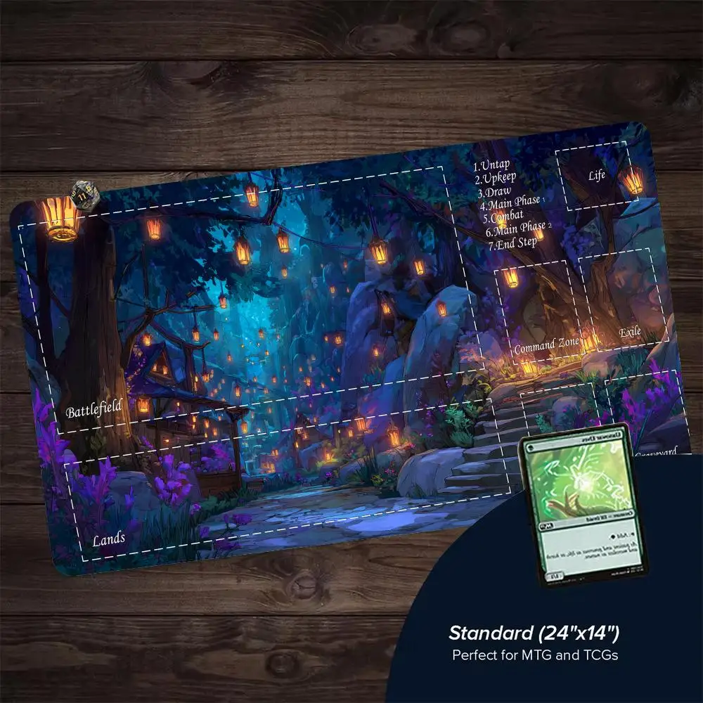 Village Under the Nigh Magic playmat rubber anti-slip edge locking pc accessories gaming mats Trading Card Game gamer desk ma