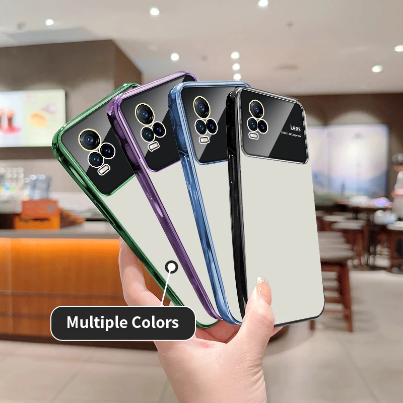 for vivo V21e Case 6D Plating Luxury Clear Large Window Lens Film Cute Shockproof Soft Silicone Phone Cover vivoV21e V2061