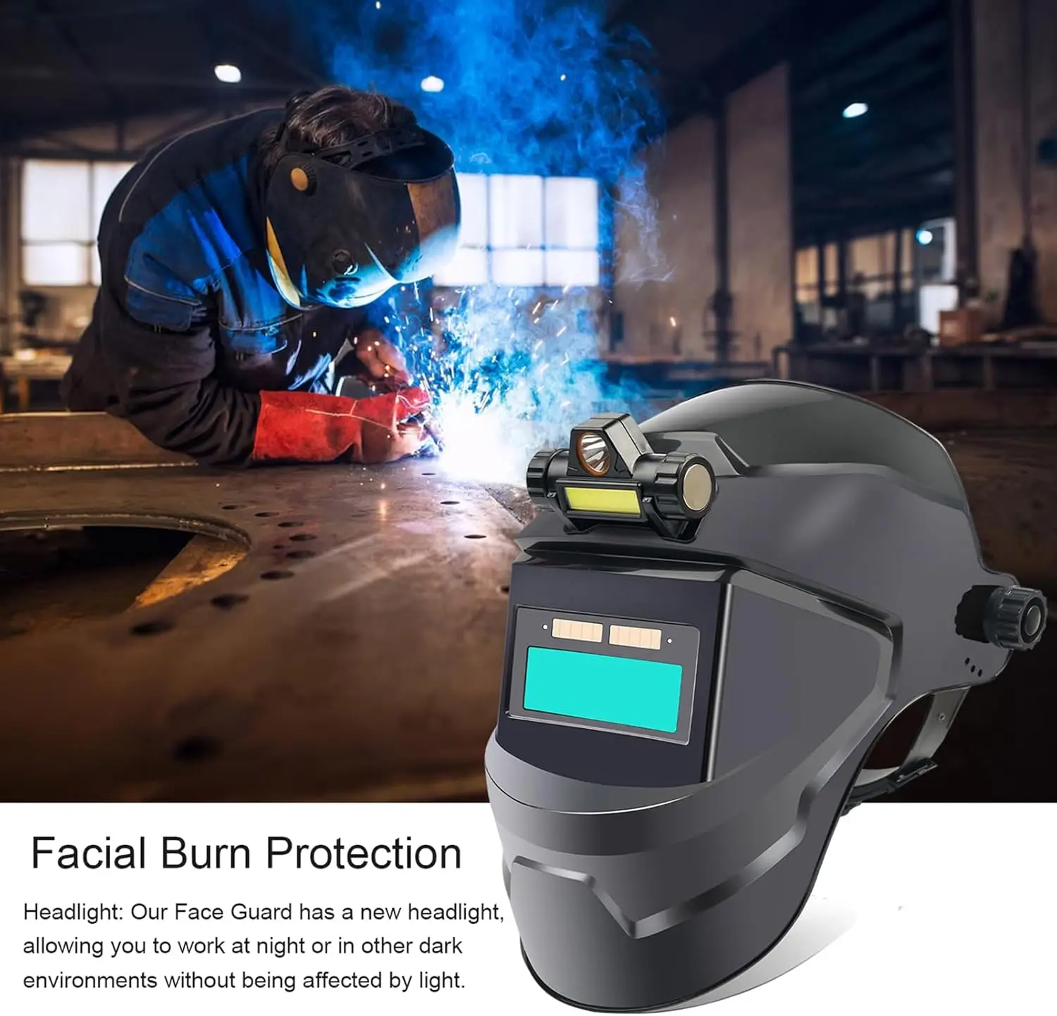 Professional PP Automatic Dimming Welding Helmet with LCD Screen Heat-Resistantt Auto-darkening Welding Glass for Weld Grind&Cut