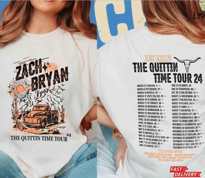 

Рубашка Zach Bryan The Quittin Time Tour 2024 для фанатов, концертов, кантри, музыки, унисекс