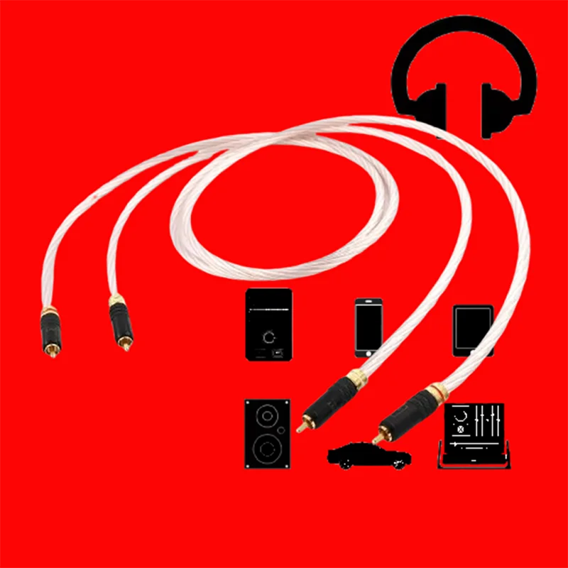 

Высококачественный соединитель RCA: 7N OCC+OFC, серебряный экранированный, с позолоченными клеммами 24 карата.