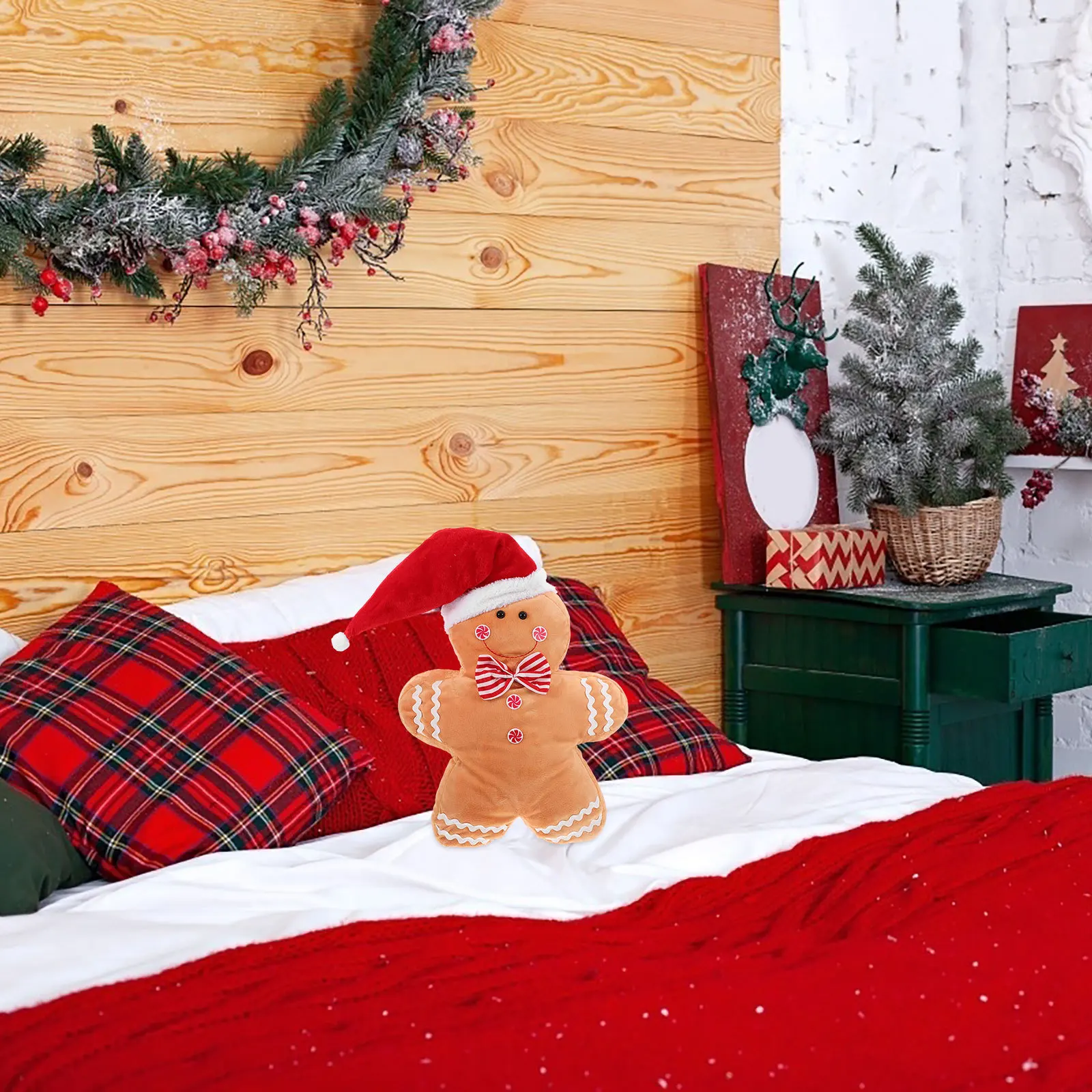 

Adorable Gingerbread Man Pillow Festive Holiday Decor Comfortable Sofa Bed Kids Present Stuffed Gingerbread Man