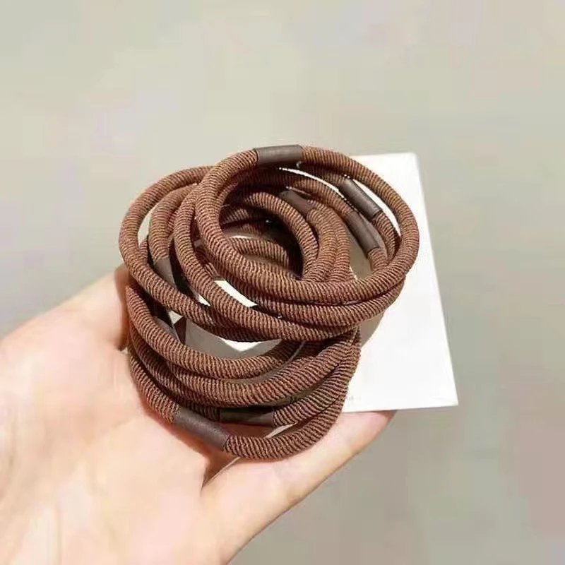 10Pcs Plain Color Thick High Elasticity Hair Band For Women Girls Elastic Ponytail Holder Rubber Band Fashion Hair Accessories