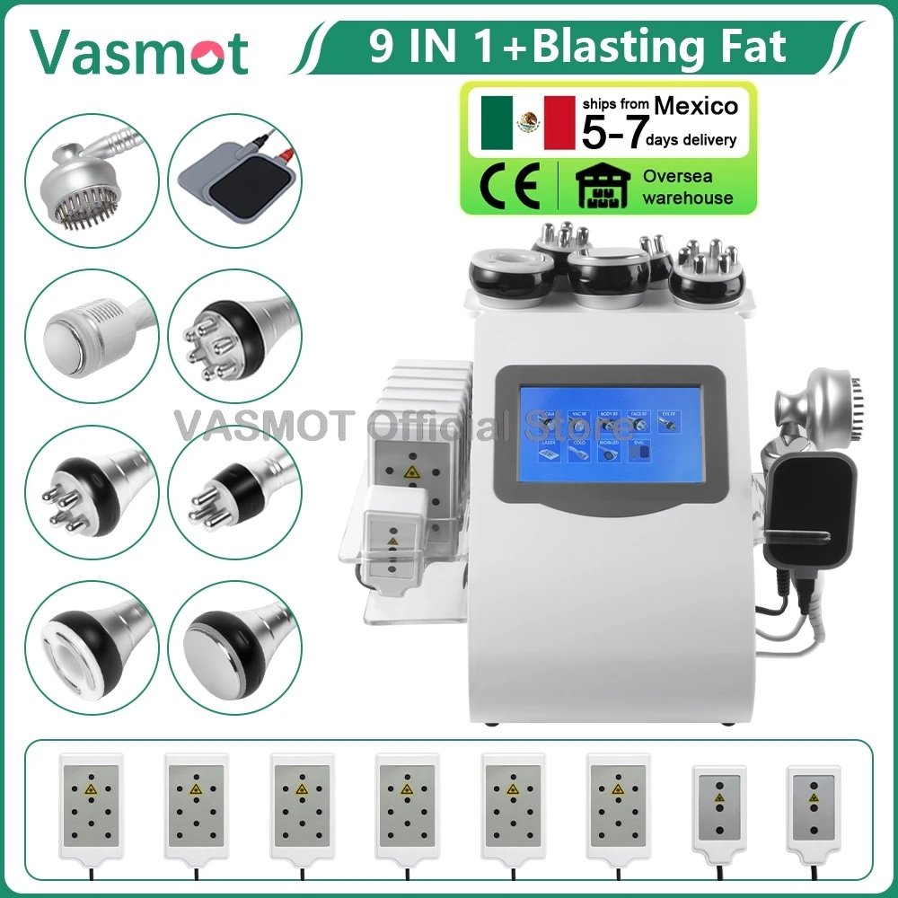 6/9In1 Vacuum Laser Radio Frequency RF 40K Cavi Lipo Slimming Ultrasonic Liposuction Cavitation Machine Face Lifting Body Shape