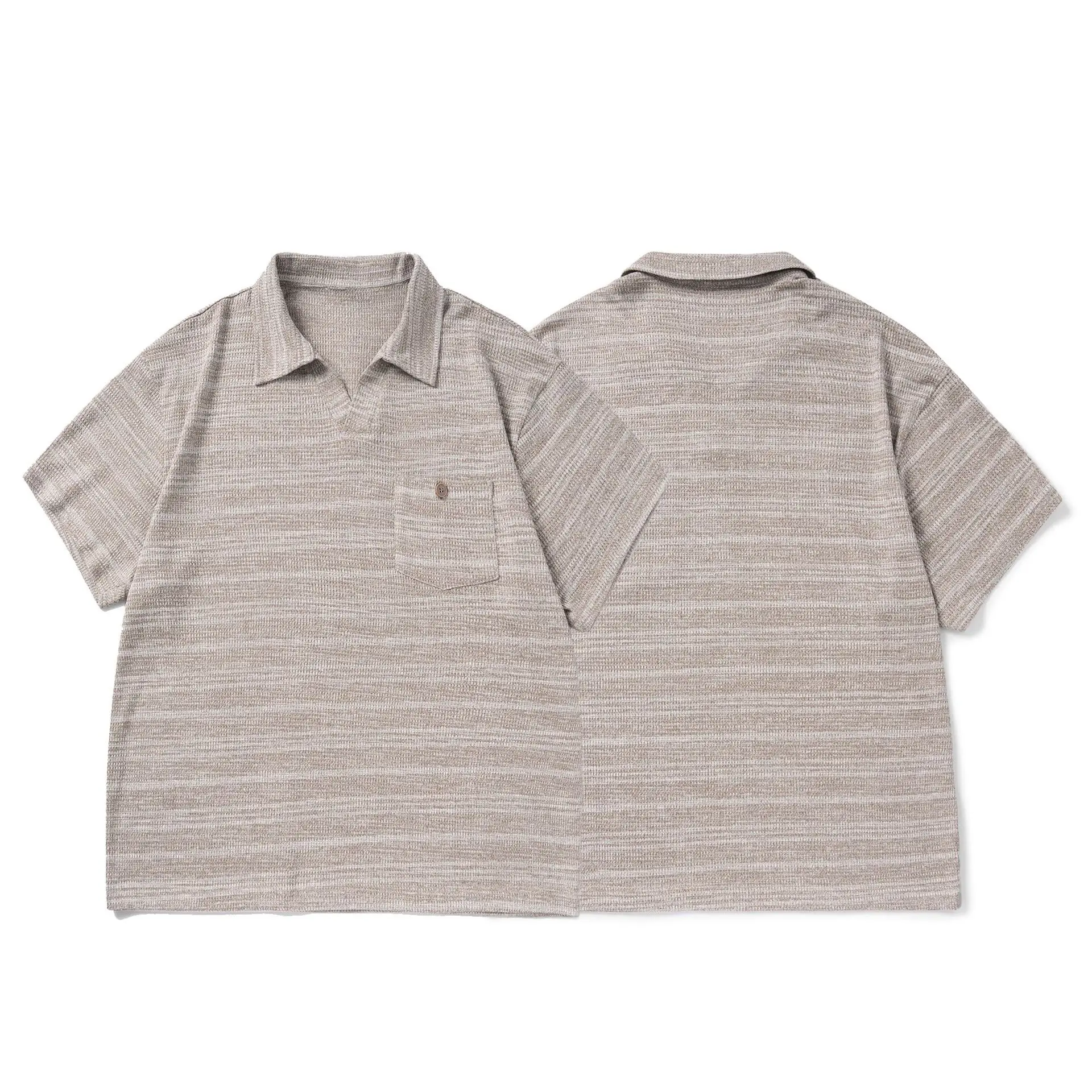 American Retro Short Sleeve Polo Shirt Loose Knitted Shirt Trendy Brand Couple V-neck Half Sleeve