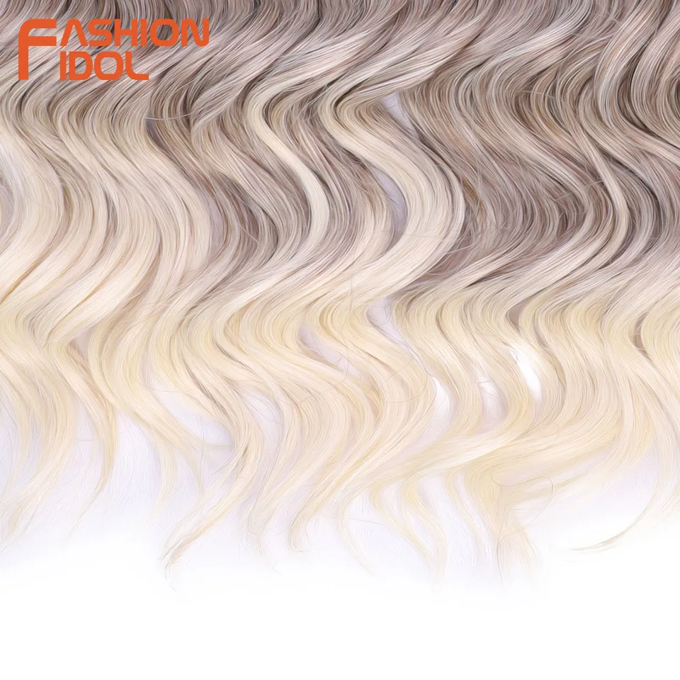 FASHION IDOL Deep Wavy Passion Twist Crochet Hair Synthetic 24Inch Crochet Braids Curly Hair Ombre Grey Braiding Hair Extensions