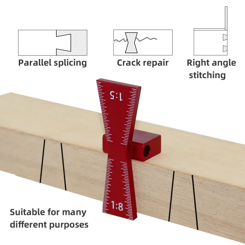 Woodworking Dovetail Marker Aluminum Alloy Dovetail Marking Template Precise Dovetail Guide with 1:5, 1:6, 1:8 and 1:10 Slopes