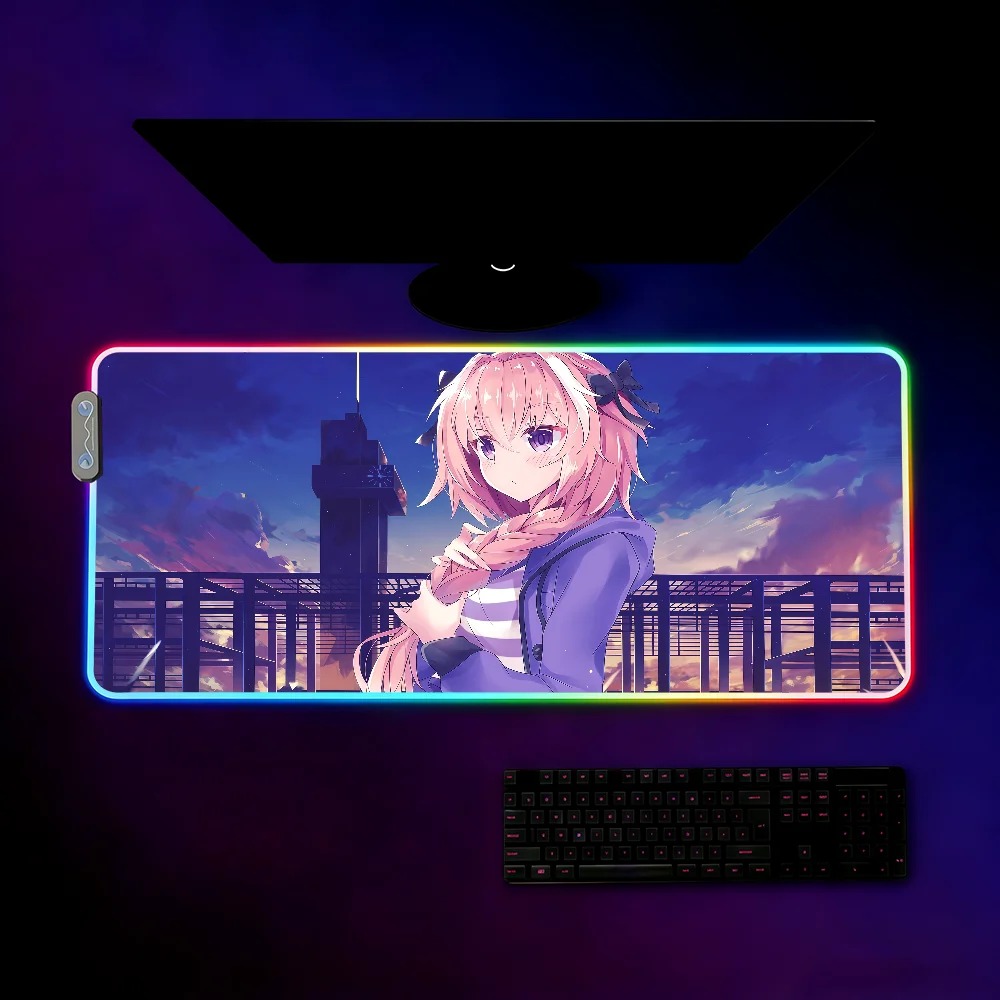 

Astolfo Anime Girl Mouse Pad Waterproof RGB LED Light Colorful Game Keyboard Non-slip Cover Desk-mat Surface