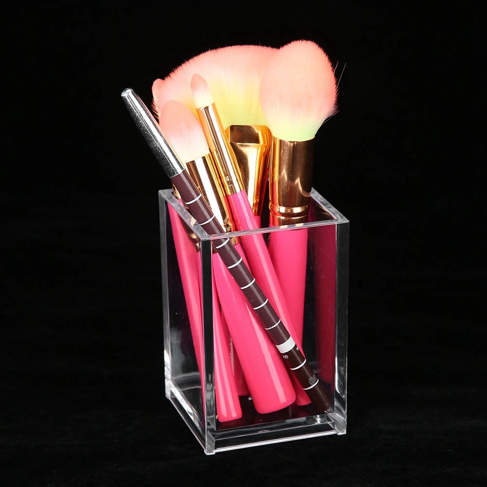 Transparent Acrylic Makeup Brush Holder Nail Pen Storage Organizer Case