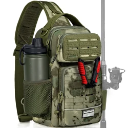Ghosthorn Fishing Backpack Tackle Sling Bag -Lightweight Sling Tackle Storage Bag- Fishing Backpack with Rod Holder
