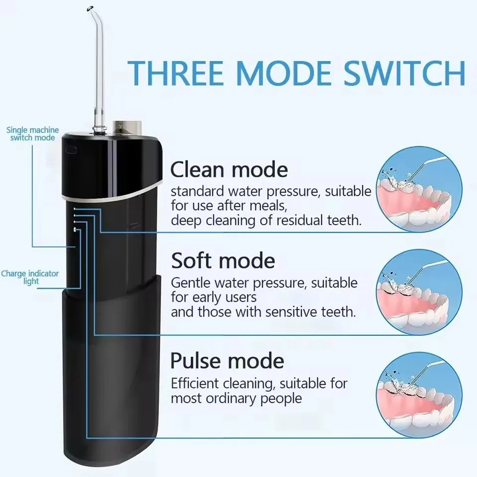 Electric Dental Flosser USB Rechargeable Mini Flosser Portable Dental Water Jet 200ml Water Tank Dental Power Cleaner