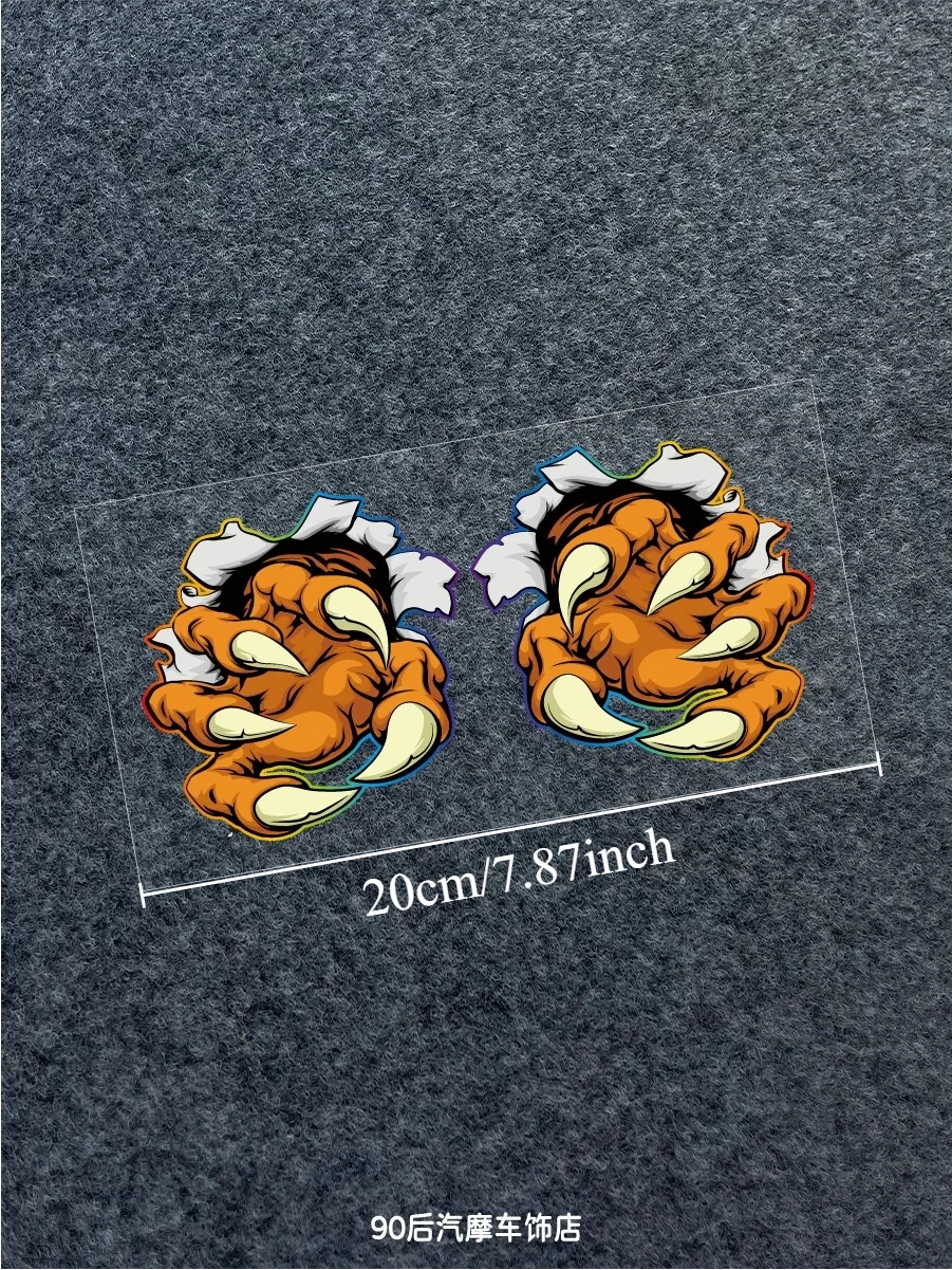 Flame Claw Sticker for Motorcycle Personalized Vinyl Decal Waterproof Reflective Decor Sticker for Motorbike Body Scratch Cover