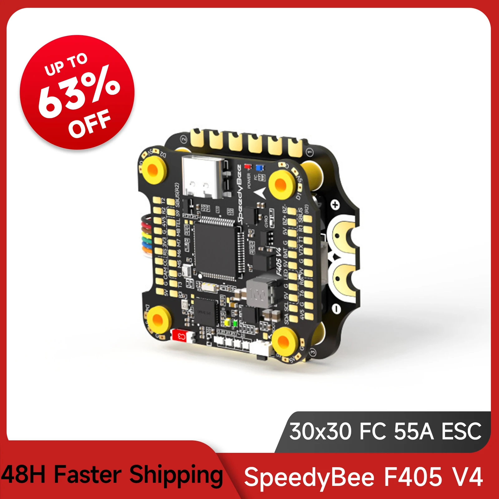 

SpeedyBee F405 V4 Flight controller Stack 3-6S Lipo BLS 55A 4in1 ESC 30x30 Bluetooth for RC FPV Racing Freestyle Drone DIY Parts