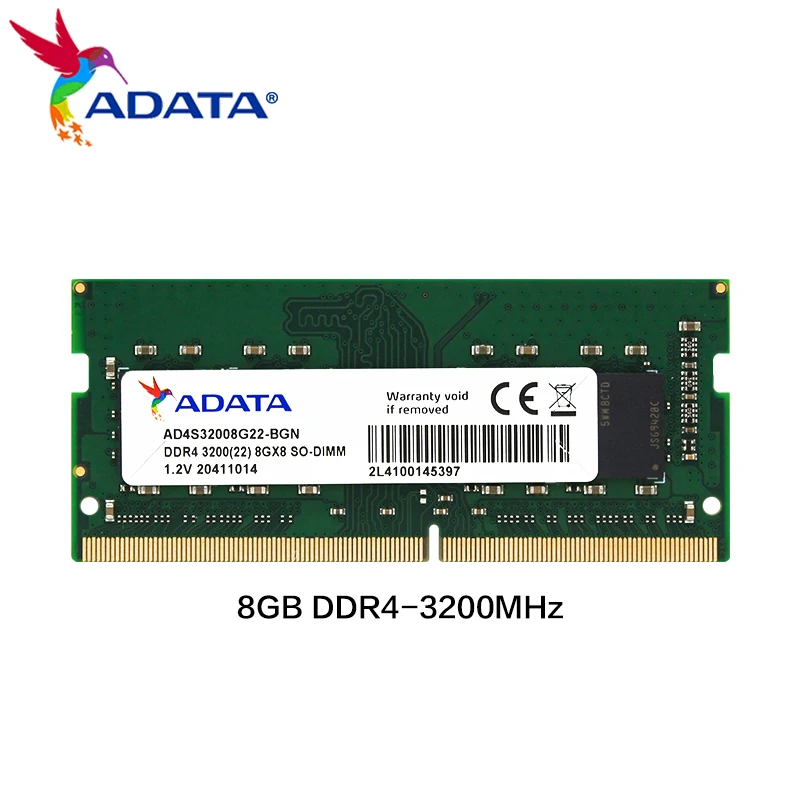 

Память AData DDR4 для ноутбука, 3200 МГц, ОЗУ 8 ГБ, 16 ГБ, оригинальная Стандартная оперативная Память ddr4, ОЗУ для компьютера, высокосовместимая память для ноутбука