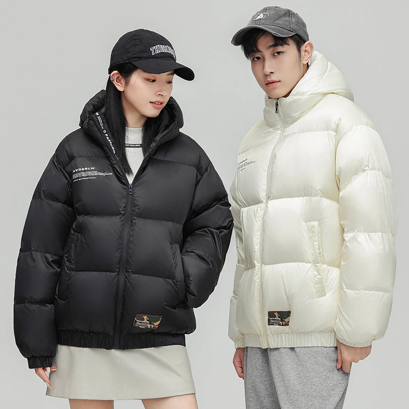 

2025 New ex ort Hooded Thiened down Jaet Large Size Casual Faion Outerwear Polyester Fiber White Du down Filling