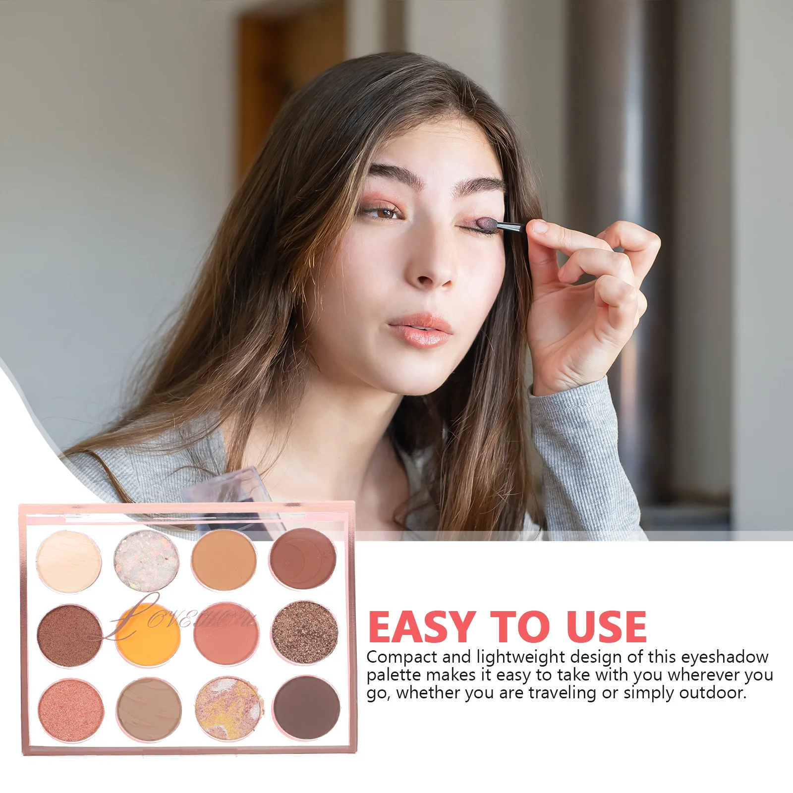 

Eyeshadow Palette 12 Colors Glitter Makeup Shimmer Powder Compact Lightweight Travel Outdoor Women Highlight Shadow