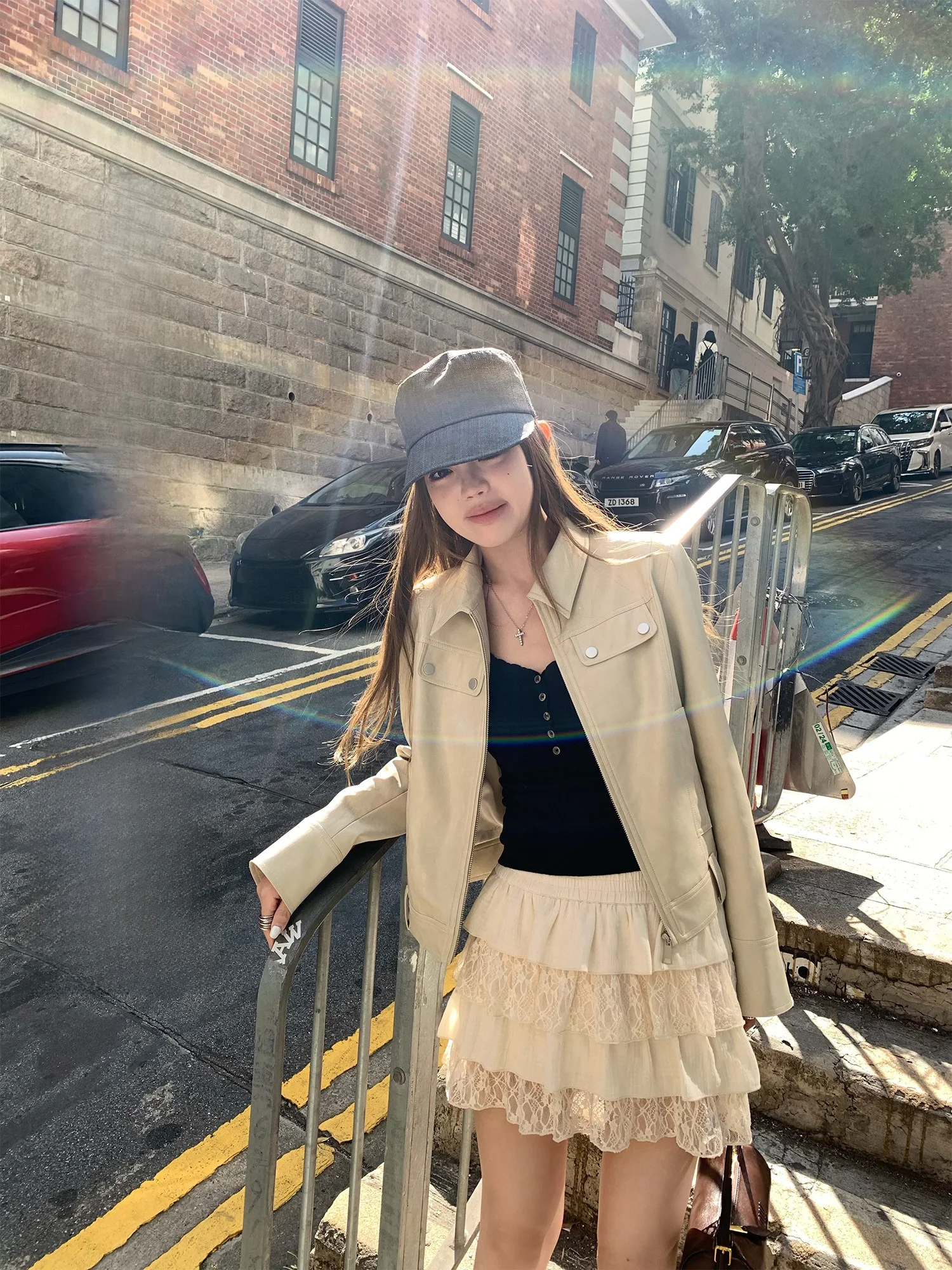 

Sweet Cool Morlan 2026 New Spring Explosive Apricot Leather Jacket Women's Small Size Jacket Long Sleeve Zipper Closure