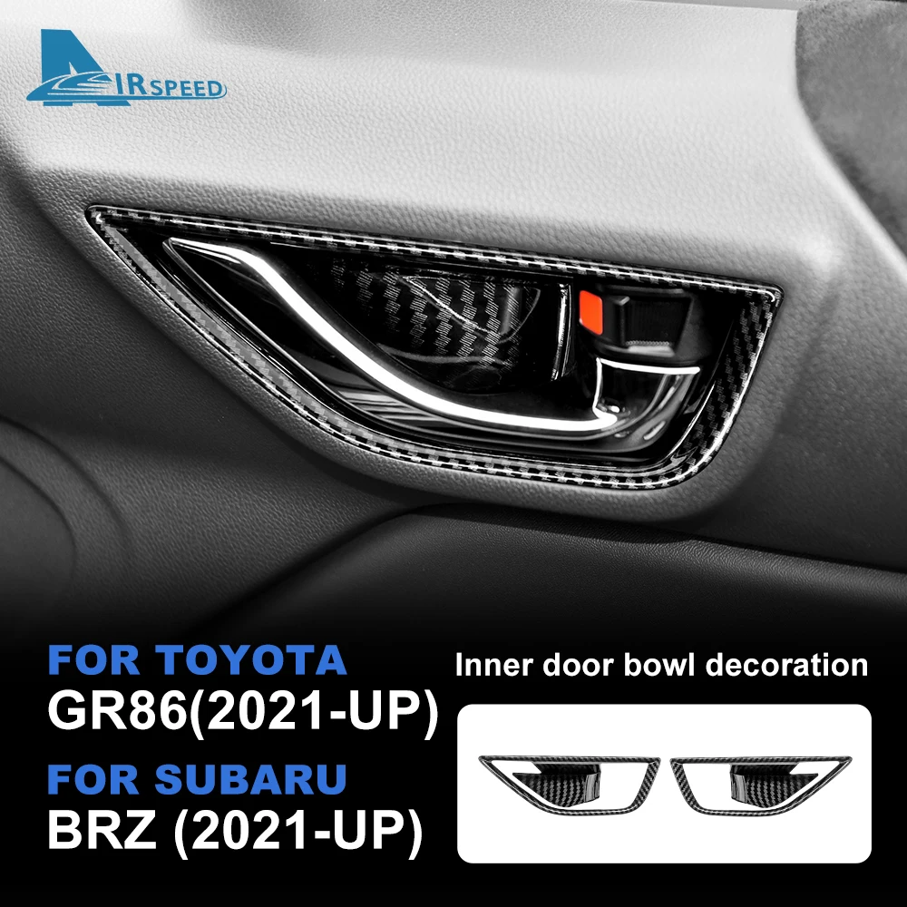 

АБС-пластик для Subaru BRZ, Toyota GR86 2021 2022 2023 2024, узор из углеродного волокна, стильная Внутренняя дверь автомобиля, чаша, аксессуары для внутренней отделки
