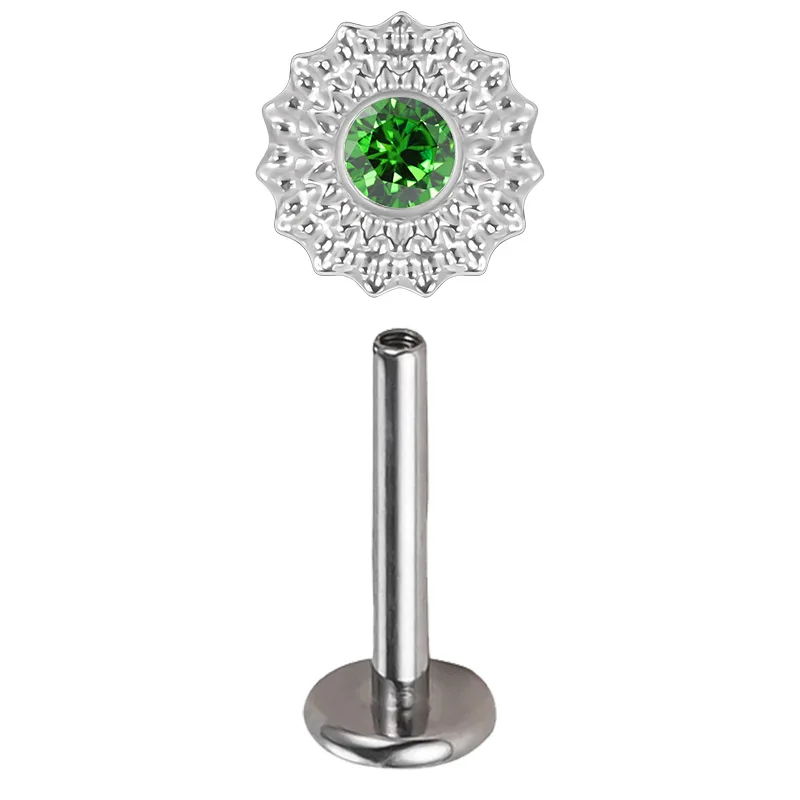 ASTM F136 Titanium Ear Lip Studs with CZ Paved Top