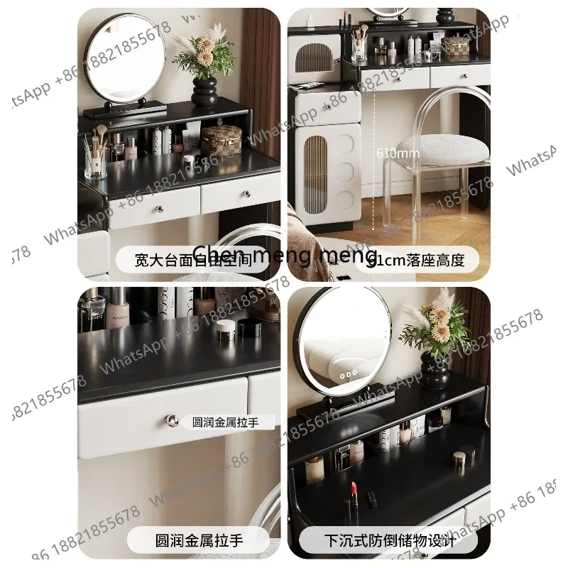 Master bedroom dresser storage cabinet integrated multi-functional solid wood makeup table 2025 new model