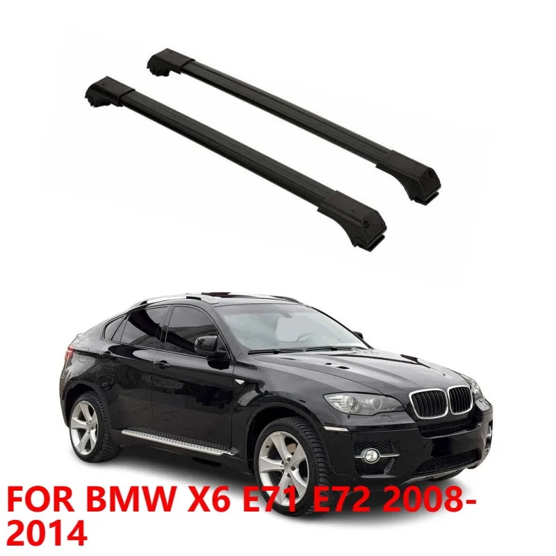 For BMW X6 E71 E72 2008-2014, Aluminum Roof Rack Cross Bars Black 2Pcs