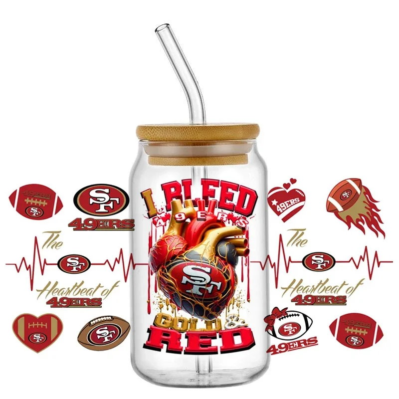 

Miniso Baseball Heart Decal 3D UV DTF Cup Wrap for 16oz Libbey Glasses DIY Decal Mug Washable Transfer Sticker