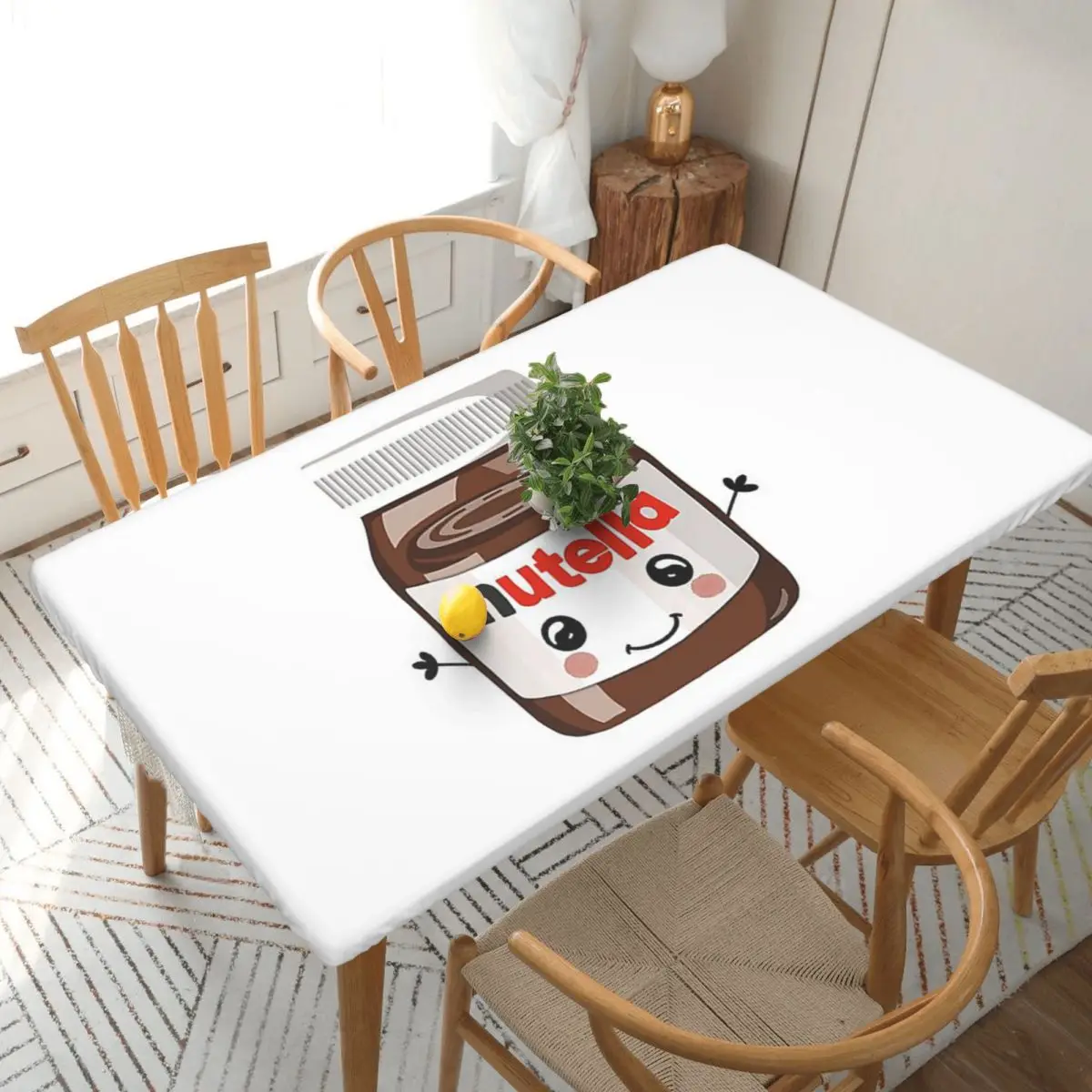 Nutella Cutie Customized Rectangular Tablecloth Waterproof Table Cover for Festival Party Decorations Table Cloth