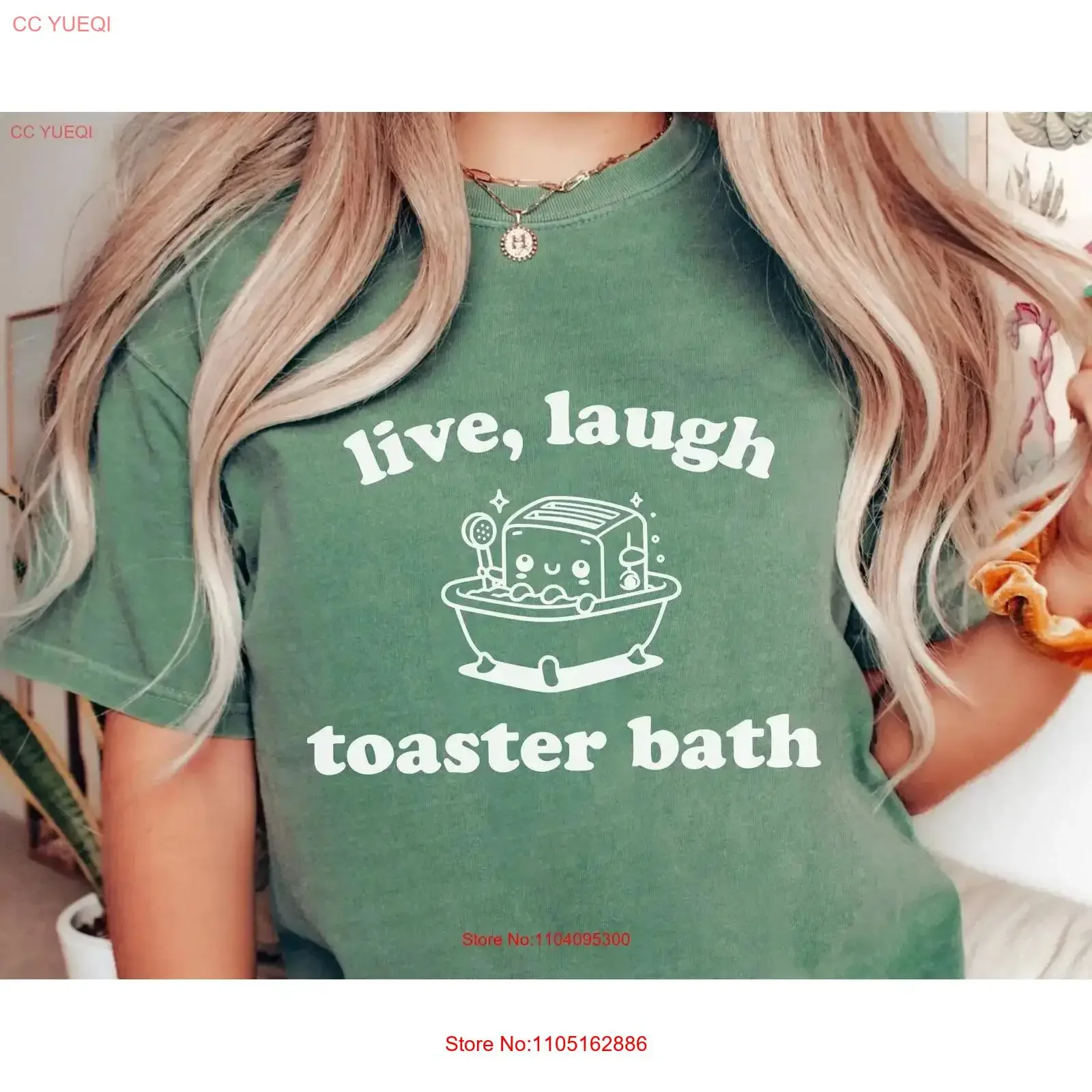 

Live Laugh Toaster Bath T Shirt Funny Dark Humor Sarcastic Sarcasm s for Girlfriend Girls Sister vintage Washed