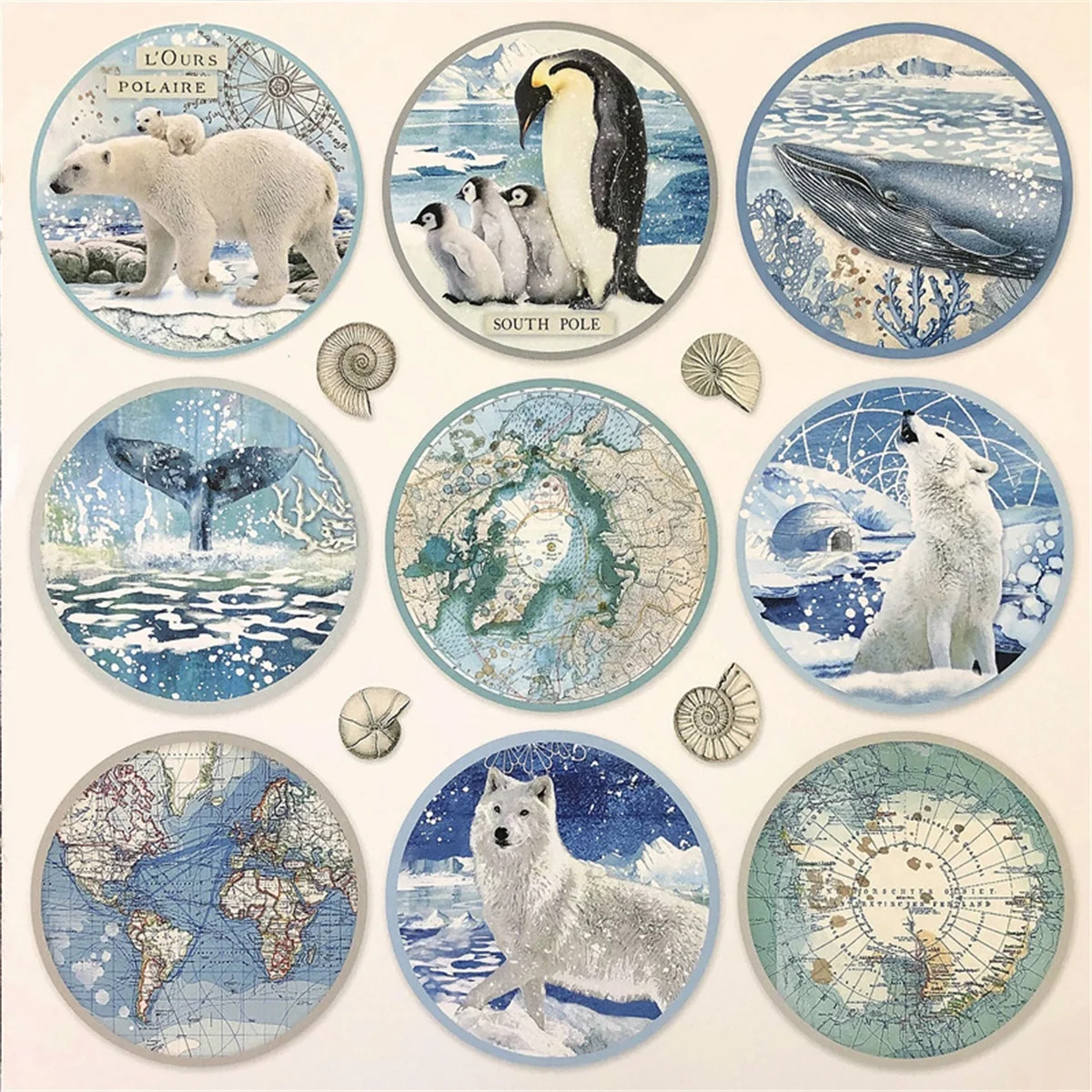 33Pcs/Pack Blue Arctic Ocean Animals Sticker DIY Craft Scrapbooking Album Junk Journal Decorative Stickers