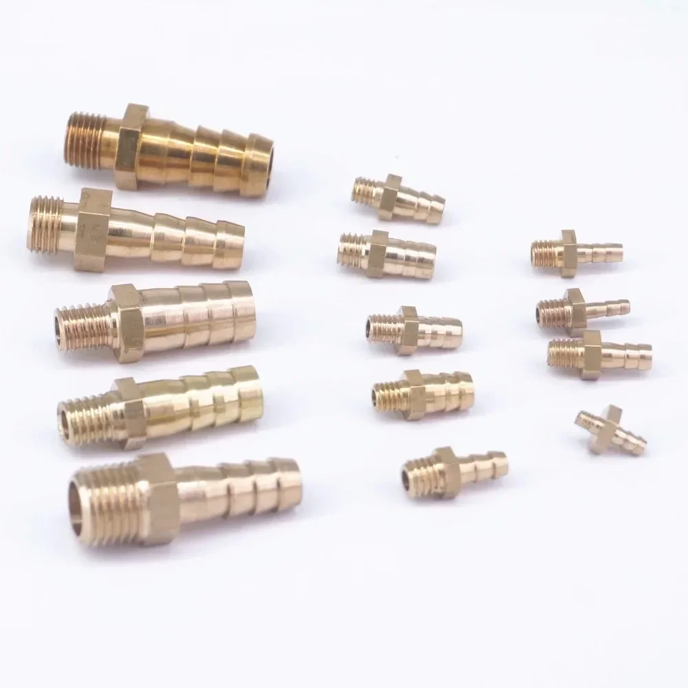 5pcs Fit Hose I/D 2.5mm 3mm 4mm 5mm 6mm 8mm 10mm Barbed x Metric M3 M4 M5 M6 M8 M10 M12 Male Brass Connectors Fittings Pneumatic