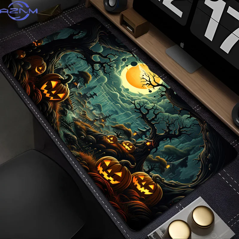 Grande castelo do terror mouse pad computador halloween noite teclado tapete xxl anime gamer mousepad portátil estendido tapete