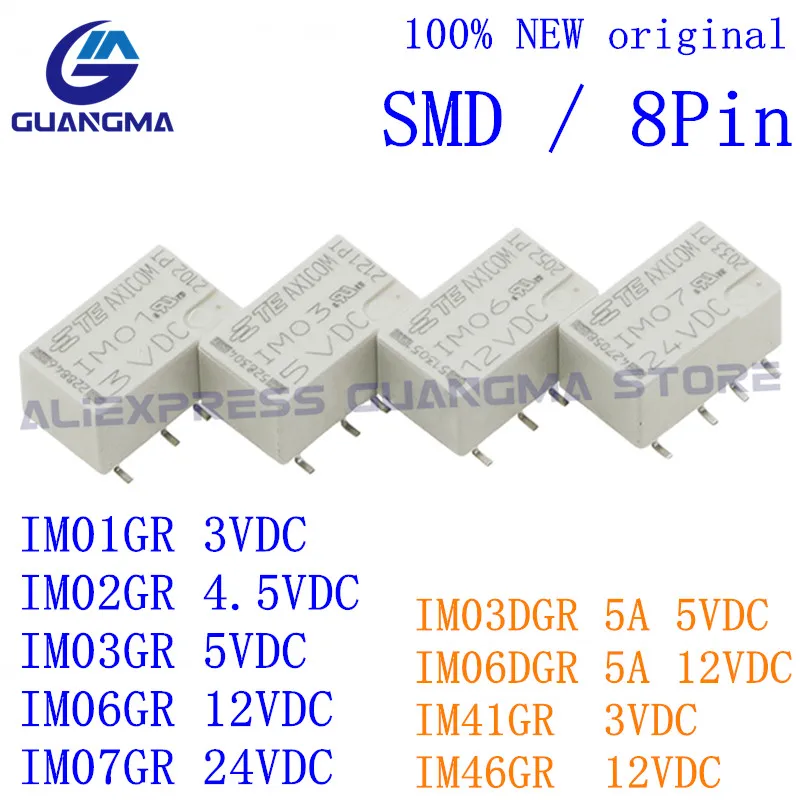 

100PCS Relay IM03DGR IM06DGR IM41GR IM46GR Signal Switch Relay IM01GR IM02GR IM03GR IM06GR IM07GR DC3V 4.5V 5V 12V 24V SMD 8Pin