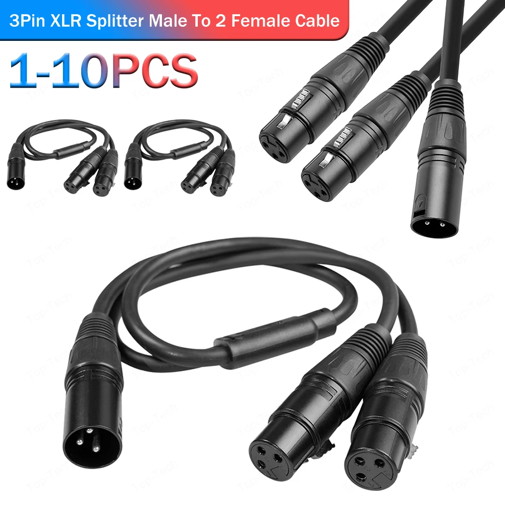 XLR 수-듀얼 XLR 암 Y 스플리터 어댑터 케이블 컨버터, 50cm 3 핀 잭