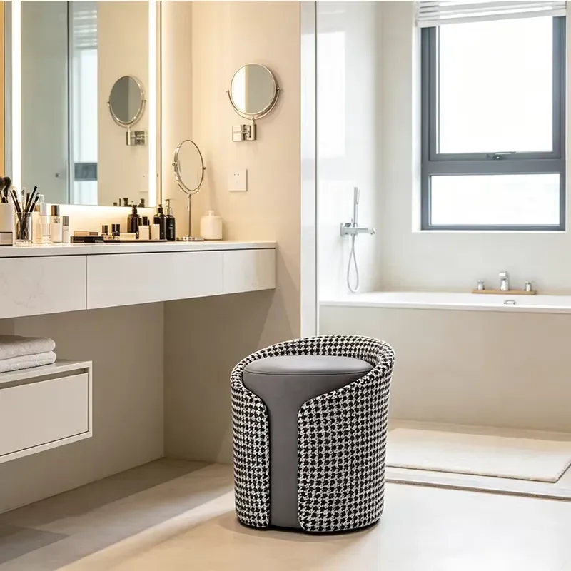 Modern Simple Fabric Shoe Stool Light Luxury Design Multi Purpose Changing Bench for Hotel Living Room Home Decor Furniture