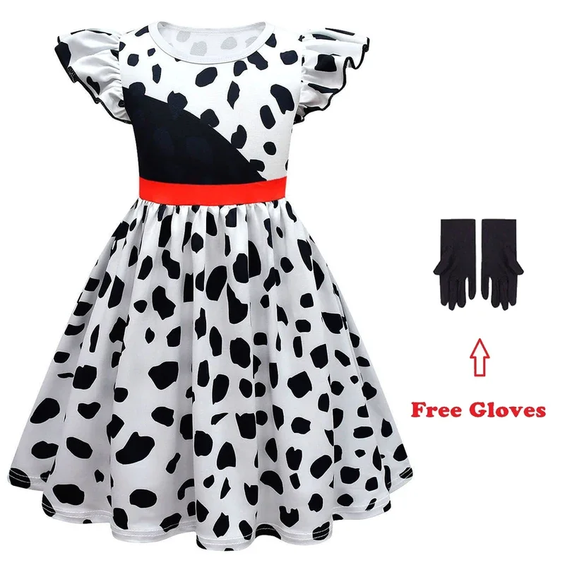Urso casa cruella de vil cosplay traje meninas ternos de festa de halloween vestido preto branco vestido de empregada com luvas feifei2025 ppt01..
