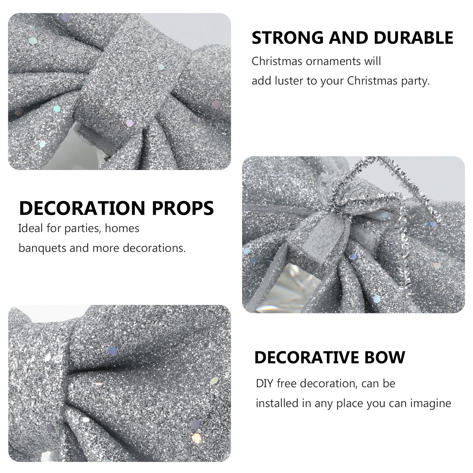 

1Pcs DIY Bow Christmas Decoration Gold Dust Effect Printed Bow Ornament Pearl Wool Material for Tree Small Bows
