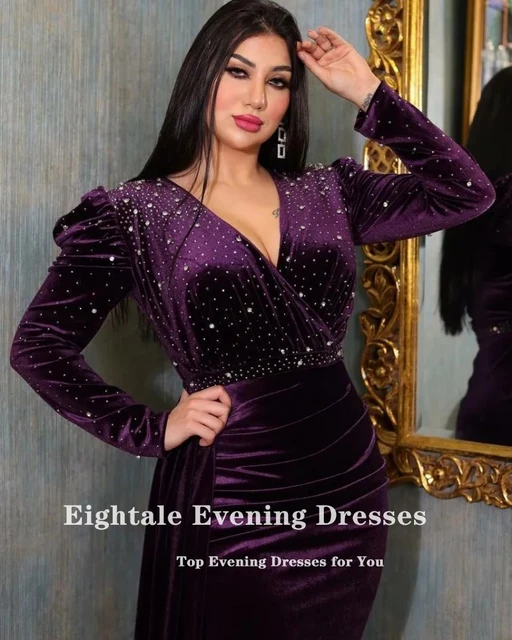 EPackage Robe de Soiree en Velours pour Mariage Col en V Perlee Grande Taille Sirene Educative Manches sulf Bal Quelle que soit AliExpress